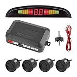 CGEAMDY Coche Sensores de Aparcamiento, Carro Radar Aparcamiento Sensor Sistema, Asistencia de Aparcamiento Kit de Auto LED Display Alarma de Sonido, Cocar Coche Aparcamiento Kit con 4 Sensores