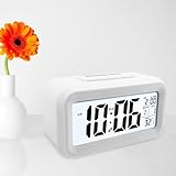 Diompirux Despertador Digital de mesita de Noche, LED Grande Pantalla Reloj Alarma Inteligente con Temperatura, Función Snooze, Calendario, para Dormitorio, Escritorio y Viajes