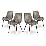 Mc Haus ENA Olive x4 - Pack de 4 sillas de Comedor, diseño nórdico y Vintage con Asiento Acolchado y Respaldo ergonómico, Color Verde Oliva