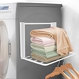 Cyiecweu Estanteria Lavadora con Tendedero Plegable, Difusor Universal para Secador con Toallero Extensible, Kit Union Lavadora Secadora, 40.5 * 25cm, Blanco
