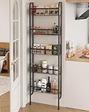 UMDONX Estante Estrecho para Baño, Estante de Pared para Cocina, Estante Escalera de 5 Niveles, Estante para Libros, Estante Multifuncional de Metal para Espacios Reducidos- Negro