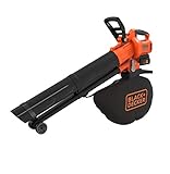 BLACK+DECKER Soplador Aspirador y Triturador de Hojas 36V, Velocidad Variable hasta 270Km/h, Bolsa colectora de 45L, Batería de Litio de 2,5Ah, BCBLV3625L1