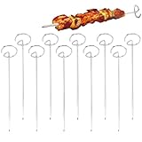 Fiacvrs Brochetas de metal para freidora de aire, 10 pinchos para freidora de aire de 10 cm, pinchos de pie para kebab, accesorios universales para freidora de aire para barbacoa, pincho plateado