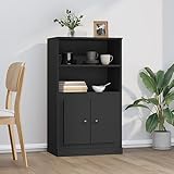 Aparador moderno negro estrecho con 2 puertas y estantes abiertos, armario para sala de estar, 60 cm de ancho, elegante solución de almacenamiento para espacios pequeños.
