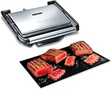 Tefal Grill Multifunción Inicio GC241D - Potencia de 2000 W, placas antiadherentes, toque frío, fácil de guardar, bandeja recogejugos extraíble, Negro/Plateado