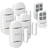 LACORAMO 130db Sensor de Alarma para Puertas y Ventanas con 2 Controle Remoto Campana de Apertura de Contacto magnético inalámbrico para niños,hogar,refrigerador,Tienda (4 Alarma 2 Controles)