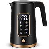 ForMe Hervidor Eléctricos de Acero Inoxidable 1,7 L Selección de Temperatura de 40-100 C LED Indicador Digital de Temperatura I Función de Mantener Caliente Tetera I Cristal Hervidora Libre de BPA