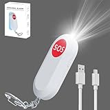 Alarma Personal para Mujeres Safesound Attack Panic Safety Alarma de Emergencia para Damas Runner Jogger Ancianos Niños con luz estroboscópica Cable Recargable Dos Formas de Blanco Activo