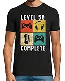 latostadora Camiseta Manga Corta Juego Completo De 50 Cumpleaños Nivel para Hombre - Negro XL - Ref. 4175378-P