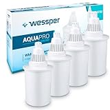 Wessper Filtro de Agua para Jarra Alcalina 4 Piezas | Cartuchos Filtrantes Compatible con Phox, Kinetic Water, OXA, BUKO | Recambio filtros Jarra de Agua – Blanco