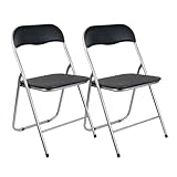 THE SECRET HOME - Pack de 1, 2, 4 y 6 Sillas Plegables Acolchadas - Asiento Auxiliar para el Hogar - Ideal para Cocina, Comedor, Salón, Dormitorio - 44 x 46 x 79 cm (2, Negro)