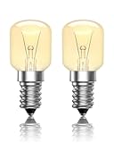 CucuGo Bombilla E14 Lampara de Sal,Bombilla Horno 300 Grados,T25 Bombillas E14 Luz Cálida 2700K para Bombilla Nevera,220-240V,Paquete de 2