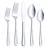 Juego de 40 cubiertos para 8 personas GoGeiLi de acero inoxidable para 8 personas, incluye tenedor, cuchillo y cuchara, acabado espejo, apto para lavavajillas