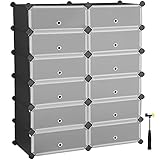 SONGMICS Zapatero Modular, Zapatero Cubos, EstanterÍa Modular para Bricolaje de 12 Ranuras, 40 x 30 x 17 cm por cada Ranura, Armario de Alambre Metálico, Negro LPC26HV1