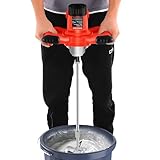 Mezcladora de Mortero 1500W Hormigonera Portátil 6 Velocidades Ajustables 330-930rpm Hormigoneras Electricas Mezcladora Mortero S-forma Doble Pala para Mezclar Cemento, Masilla Polvo, Harina