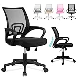 JUPPLIES Silla Escritorio Ergonomica - Silla Oficina con Apoyo Lumbar, Estructura de Plastico, Malla Transpirable, Ruedas Giratorias 360° Soporta hasta 120kg