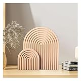 Bieiyhe 2 Piezas Tabla de Servir Decorativa de Madera, Arcoiris Decoración Madera, Tabla de Cortar Cocina Madera Decorativa, Bandeja Boho, Madera Boho Decoración Arcoíris para Mesa,Estantería de Fotos