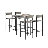 SoBuy OGT14-N Set Mesa Alta de Bar y 4 Taburetes con Respaldos Estilo Industrial,ES (Madera)