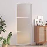 Gecheer Puerta Interior Puerta Moderna Puerta para Habitación Puertas de Cristal Salón Comedor Dormitorio de Madera Contrachapada Blanco Mate 83x201,5 cm