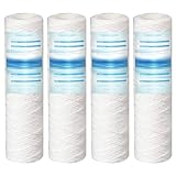 Geekpure Cartucho de filtro de agua de sedimentos de hilo enrollado de polipropileno de 2,5 x 10 pulgadas para eliminar el óxido de arena y sedimentos - 5 micrón, paquete de 4