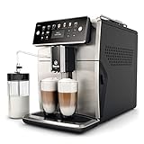 Philips Saeco SM7583/00 - Cafetera Espresso Súper Automática, 12 bebidas de café, 6 perfiles, jarra de leche LatteDuo integrada, limpieza automática, molinillo cerámico, acabado acero inoxidable
