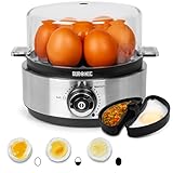 Duronic EB40 BK Hervidor de huevos | Potencia 400W | 7 huevos | Cocción con termostato y minutero | Huevos duros, huevos mollet, huevos pasados por agua | Apagado automático | Accesorio para escalfar