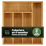 Blumtal Organizador de Cubiertos de 100% Bambú - Cubertero para Cajón de Cocina Con 5 Compartimentos