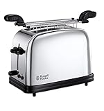 Russell Hobbs Tostadora Victory - 2 Rejillas para Sándwiches, 2 Ranuras Cortas y Anchas, Tostador para 2 Rebanadas, Bandeja Recogemigas, Función Cancelar y Descongelar, Acero Inox., Plata - 23310-57