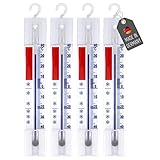 Lantelme Termómetro para frigorífico juego de 4 termómetros para congelador, termómetro para frigorífico de vino, cámara frigorífica, congelador para colgar, color blanco 4884