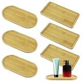 VicBou 6 Pcs Bandeja Bambú Rectangular, Bandejas de Madera Ovaladas, Bandeja para Servir, Bandejas de Bambú para decoración del Hogar, Tazas, Comida, Café, Postres