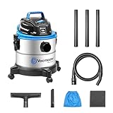 Vacmaster Aspirador en seco y húmedo Industrial de Acero Inoxidable, Función De Soplador, Toma De Corriente con Herramientas Eléctricas, 1100 W, 15 litros, 70 Decibeles
