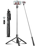 180cm Trípode para Movil, Palo Selfie Tripode con Control Remoto Desmontable para Teléfono Móvil, Soporte de Trípode de Teléfono Compatible con iPhone/Samsung/GoPro/Cámara