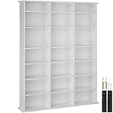 TecTake Estantería para CDs, Mueble estantería para DVDs, Torre para CDs, Estantería de pared, Librería, Alto, Tamaño 136,5cm (blanco mate)