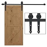 HOMCOM Herraje para Puerta Corredera 200 cm Tipo Flecha Kit de Accesorios para Puerta Corrediza Granero de Madera con Guía de Suelo Riel Acero al Carbono Negro