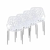 Makika Silla de Diseño Taburete Retro Vintage para la Oficina la Comedor la Cocina la Salón Conjunto de Silla de 4 CALUNA en Blanco con Respaldo