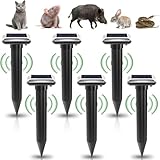 6 unidades de ahuyentador solar de topos: IP65 resistente al agua, ahuyentador de topos solar, ultrasonido para ahuyentar topos y plagas para el jardín