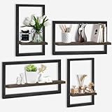 Juego de 4 Estantes de Pared de Madera de Paulownia, Estantería Decorativa Colgante para Loft, Baño, Salón y Cocina