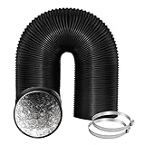 Bubuny Manguera de ventilación de PVC de 100 mm, 5M Tubo Flexible de Aluminio con 2 Abrazaderas, Manguera de Ventilación de Aluminio para Campana Extractora, Ventilador de Tubo