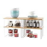 Nandae Juego de 4 Organizador Cocina Estanteria Cocina, Organizador Armarios Cocina Apilable para Encimera, Gabinete, Estantes de Almacenamiento para Alimentos y Cubiertos