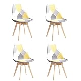 EGOONM Juego de 4 Sillas de Comedor Patchwork, Silla de Comedor de Estilo Nórdico, Apto para Comedor, Salón y Cocina (Amarillo)