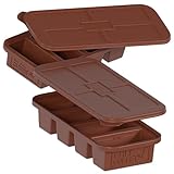 CHEF CUBES Recipiente almacenamiento bandeja de congelación de silicona con 4 compartimentos para congelar comida. Organizador para congelador extragrande para porciones perfectas (Terracota)