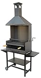 Imex El Zorro 71531 - Barbacoa chimenea con ruedas, elevador, parrilla inox y bandejas metálicas