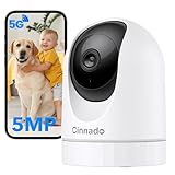 Cinnado 5MP Camara Vigilancia WiFi Interior - 5G/2.4 GHz Cámara Domicilio WiFi para Bebe con Visión Nocturna, Detección y Seguimiento del Movimiento, Grabación Continua, Compatible con Alexa