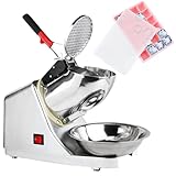 Tosucs Trituradora de Hielo Eléctrica de 300 W, Maquina de Hielo Portatil de 80 kg/h,Trituradora de Hielo Profesional con Palas Dobles,Acero Inoxidable, para Uso Doméstico y Comercial