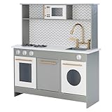 Gris Cocina de Juguete de Madera de Teamson Kids Horno Imitación Niños TD-12681A