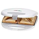 Sandwichera Clatronic ST 3477, tostadora sándwich eléctrica, sandwichera con placas de sándwich triangulares (revestimiento antiadherente), regulador automático de temperatura, 750 vatios,color Blanco