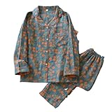 L6NqIAG Conjunto de Pijama de 2 uds for Mujer, Conjunto de Pantalones de Manga Larga Vintage de algodón for Muebles del hogar, Primavera y otoño Pijama Mujer Set(08,L)