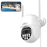 Reobiux 1080P Camara Vigilancia WiFi Exterior, Cámara IP Vigilancia con Visión Nocturna en Color, Seguimiento Automático, Alarma de Luz y Sonido, Grabación Continua, Audio Bidireccional, IP66