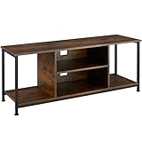 TecTake - Mueble bajo para televisor con Cuatro estantes fijos y uno justable en Altura (Madera Industrial Oscura, 120 cm)