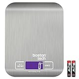 Báscula de Cocina Digital HK105. Balanza de Alta Precisión en Acero Inoxidable, Impermeable. Capacidad 5 KG. Pantalla LCD. Multifuncional con Baterías Incluidas. Función Tara. Recetario Descargable